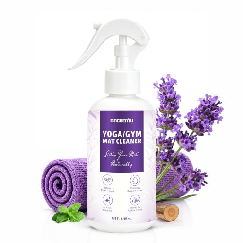 Yoga Mat Cleaner Spray - Powered By Essential Oil,Natural Plant Based | No Sticky Residue | Removes Sweat & Odor | Safe for All Mats(Yoga & Pilates)–Microfiber Towel Included (8.45oz, Lavender) - size: 8.45 Fl Oz (Pack of 1)