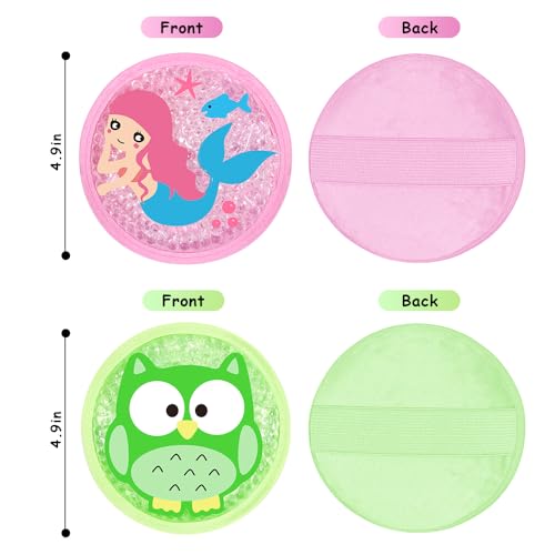 Ice Packs for Injuries Reusable 2 Packs Cold or Warm Compress Cold Packs for Injuries with Strap for Neck Head Fever Wisdom Teeth Recovery First Aid 4.9 Inch - style: Mermaid+Owl