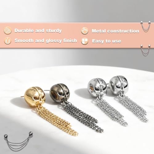 8 pcs Multi Functional Magnetic Clothes pegs, Round Magnetic Clothes pegs with Chains, Suitable for securing Shirts, T-Shirts, headscarves, Pants, and Skirts (4 Colors)