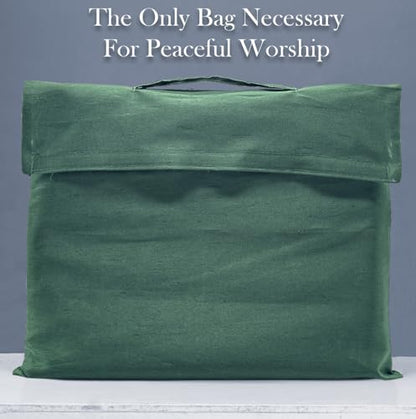 ESERRA Velvet Prayer Mat All in One Set for Islam - Thick Muslim Prayer Rug, Black Kufi Hat, Jasper Stone 33 Prayer Beads, Cotton Travel Case - Islamic Gifts (Green) - color: Green