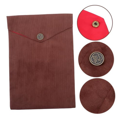 Hemobllo Buddhist Pouch Bag Scripture Organizer Coffee Color Velvet Storage Case Wrapping Pouch for Travel and Religious Texts Carrying