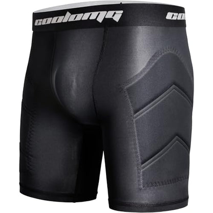 COOLOMG Youth Boys Baseball Sliding Shorts with Cup Pocket (NO Cup) Padded Compression Underwear - color: Black, size: X-Small