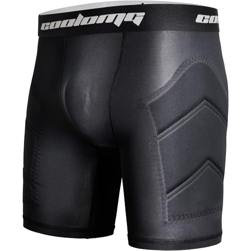 COOLOMG Youth Boys Baseball Sliding Shorts with Cup Pocket (NO Cup) Padded Compression Underwear - color: Black, size: X-Small
