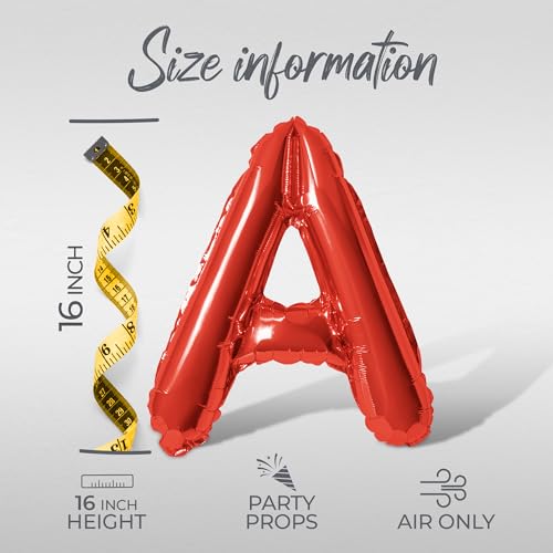 Letter Balloons - EID MUBARAK 16" Inch Alphabet Letters Foil Mylar Balloon Blessed Feast Festival Party Banner (Red) - color: Red
