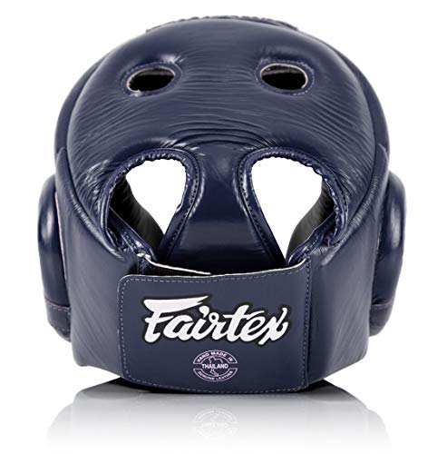Fairtex HG6 Full Head Guard, Muay Thai Sparring Helmet Protective Headgear - color: Blue, size: Medium