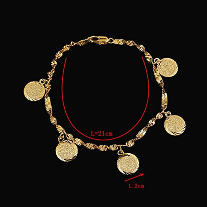 Small Cute Gold Plated Islamic Muslim Arab Money Coins Bracelet for Women Jewelry Bangle - style: Style H