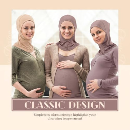 Geyoga Modal Hijab Cap for Women Adjustable Muslim Stretchy Turban Full Cover Shawl Cap Full Neck Coverage Small and medium - color: Beige, Khaki