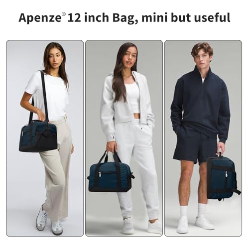 Apenze Small Gym Bag Carry On Bag - 12 in Mini Duffle Bag Lightweight for Overnight Travel（Navy Blue） - color: Navy Blue, size: 12inch