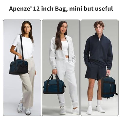 Apenze Small Gym Bag Carry On Bag - 12 in Mini Duffle Bag Lightweight for Overnight Travel（Navy Blue） - color: Navy Blue, size: 12inch