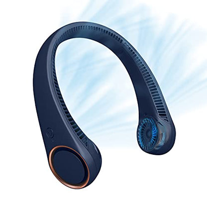 CIVPOWER Neck Fan: Portable Personal Neck Cooling Rechargeable Bladeless Fan - Hands Free 3 Speed 4000 mAh Battery USB Operated Wearable Headphone Design - Gift for Men Women Outdoor (Dark Blue) - color: Dark Blue
