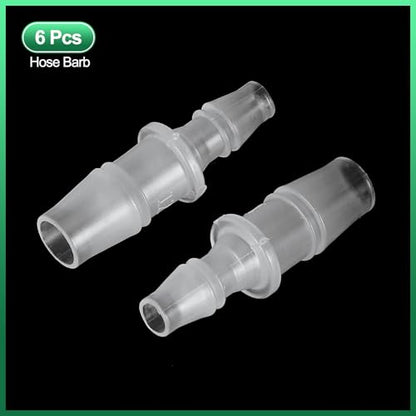 PATIKIL Hose Barb Reducer, 6 Pcs 3/8" to 1/4" Hose ID Connectors Joint Plastic Pipe Fitting Splicer Mender Union Adapter for Air Water Fuel Gas Aquarium, White - size: 3/8" to 1/4"