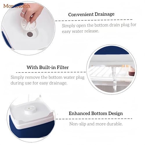 Collapsible Wash Basin 9L, Foldable Dish Tub with Drain Plug, Portable Collapsible Dish Basin, Camping Sink for Washing Dishes, Laundry & Kitchen Use (Navy Blue) - color: Navy blue - Set of 1