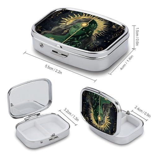 Greek Goddess Square Pill Box Metal 2.2x1.6 Inch,Medicine Storage Case Compact Travel Pill Organizer Pocket Pill Container for Daily Medication Vitamins Pills - color: Greek Goddess