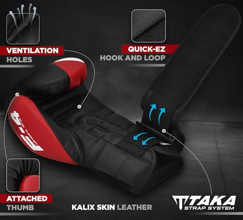 RDX Boxing Gloves, Maya Hide Leather Training Gloves for Muay Thai, Kickboxing, Sparring, Punch Bag, Punching Bag, Kickboxing Gloves, Martial Arts Training, Home Gym, Men, Women, 8 10 12 14 16 oz - color: RED/BLACK, size: 10OZ