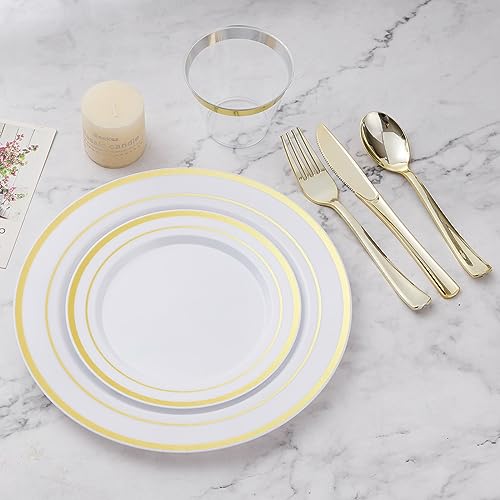 BESTVIP 450PCS Gold Dinnerware Set for 75 Guests, - color: Gold, size: 75 Guests