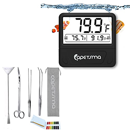 capetsma aquascaping Tools Aquarium Tools Scissors Tweezers Spatula + Aquarium Thermometer Fish Tank Water Temperature Gauge
