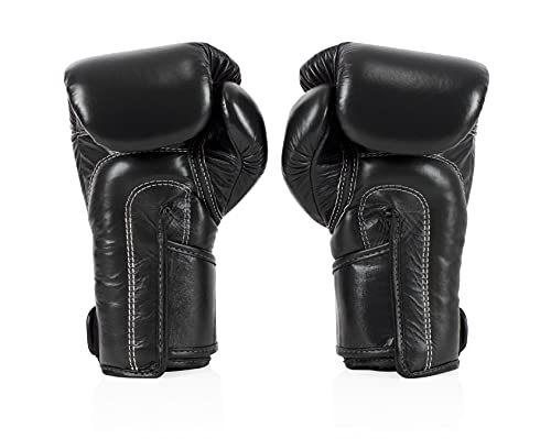 Fairtex BGV6 Angular Boxing Gloves, Locked Thumb Muay Thai MMA Kickboxing | Premium synthetic body with triple-layer foam padding. Joint protection and firm wrist support safeguard hands on heavy bags - color: Black, size: 12oz
