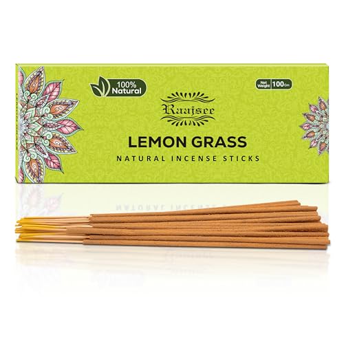 Raajsee Incense Sticks Lemon Grass 100 gm Pack-100% Pure Organic Natural Hand Rolled Free from Chemicals-Perfect for Church, Aromatherapy,Relaxation,Meditation,Positivity & Sensual Therapy - color: Lemongrass