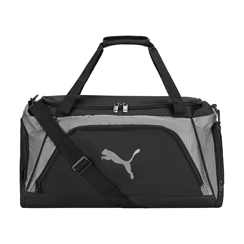 PUMA unisex-adult Accelerator Duffel Bag with Removable Strap & Shoe Pocket - color: Cast Iron/Black