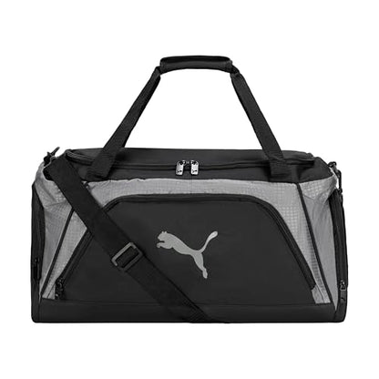 PUMA unisex-adult Accelerator Duffel Bag with Removable Strap & Shoe Pocket - color: Cast Iron/Black