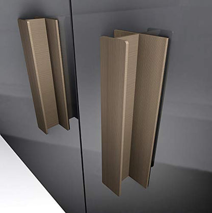 HRX Self-Adhesive Edge Fingerpull Door Handle - Easy to Install Screwless Peel and Stick on Glass, Wood, Metal, Plastic - Sliding Doors Knob for Kitchen Fronts, Drawers & Dressers Panels - 2 Pack - color: Champagne