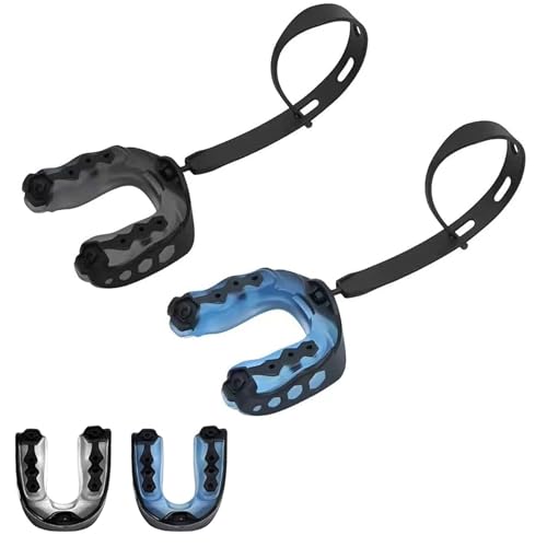 2 Pack Football Mouthguard,Youth Sports Mouth Guard for Braces,Football Mouthpiece with Strap for Youth and Adult,Sport Mouth Piece,Mouth Guard for Boxing, Lacrosse,Hockey,Rugby,Basketball, MMA - size: Youth