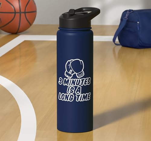 3 Minutes Is A Long Time Boxing Round Timer Training - Stainless Steel Insulated Water Bottle - color: Navy Blue