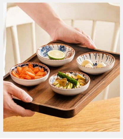 4 Pack 3 oz Small Soy Sauce Dish Ceramic Dipping Sauce Bowls | Japanese Style/Cute/Mini Dipping Bowls for Sushi,Side Dish,Ketchup,Dips,Condiment,Snack/BBQ Party/Stackable - color: Brown