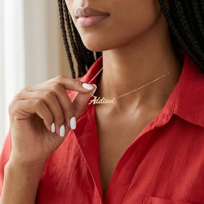 Arabic Name Necklace for Women, Custom Name Necklace 14K Solid Gold or Gold Vermeil over 925 Sterling Silver, Personalized Mothers Day Gift for Mom, Jewelry for Her