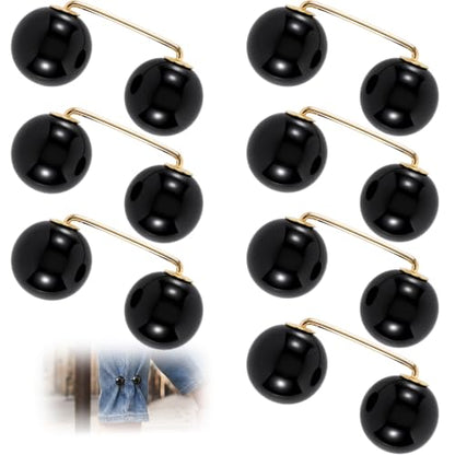 Pearl Brooches Pins, Faux Pearl Sweater Shawl Clip - color: Black, 8pcs