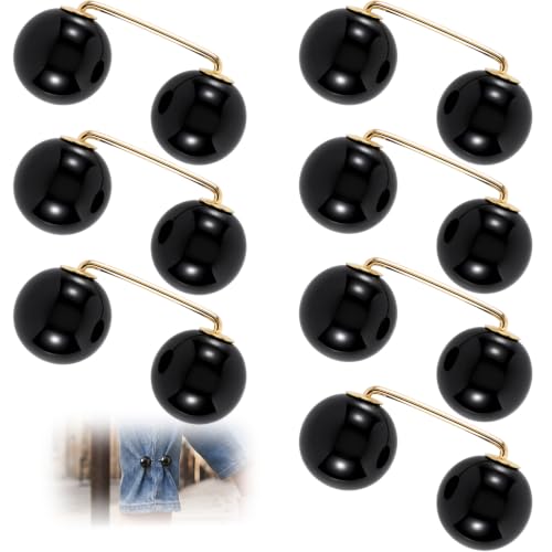 Pearl Brooches Pins, Faux Pearl Sweater Shawl Clip - color: Black, 8pcs