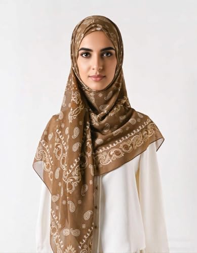 K-Elewon Large Square Scarf 51" Headscarf Chiffon Fashion Scarves Turbans Hair Wrapping Scarfs - color: C-khaki