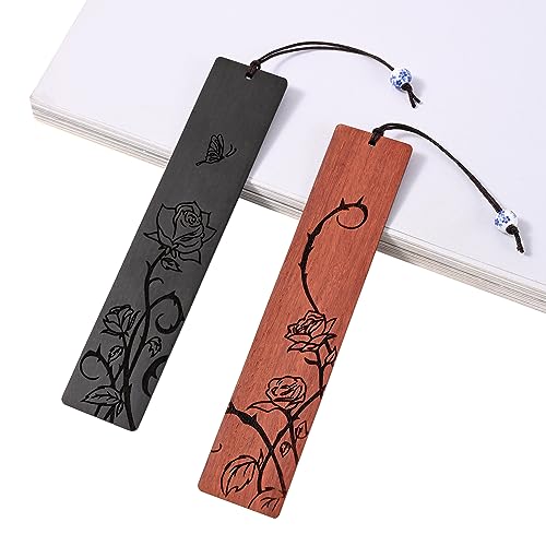 Cute Bookmarks for Women, Pretty Flower Bookmarks Rose Wooden Book Markers for Women, Bookish Gifts (Rose) - style: Rose
