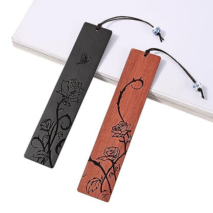 Cute Bookmarks for Women, Pretty Flower Bookmarks Rose Wooden Book Markers for Women, Bookish Gifts (Rose) - style: Rose