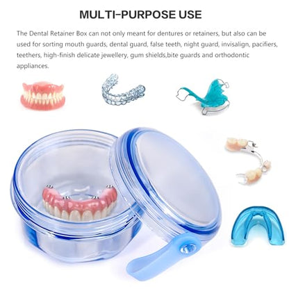 Leak Proof Portable Denture Cleaning Cup, Holder for Retainer & Night Guard, Transparent Blue, Travel Home Office - color: Transparent Blue
