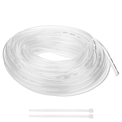 M METERXITY Vinyl Tubing 1/4" ID x 5/16" OD 100ft Flexible Plastic Tube with 2 Hose Ties, Lightweight Hybrid PVC Hose for Water Gardening/Airline/Aquarium Tubing [Clear] - size: 1/4" ID x 100ft