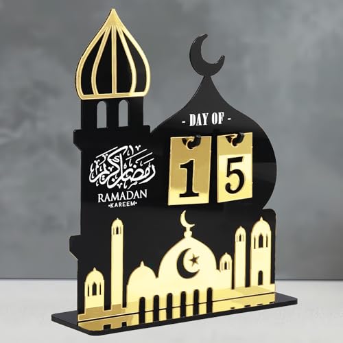 Ramadan Advent Calendar Set - Acrylic and Wooden Ramadan Decorations for Home Eid Mubarak Table Decor, 30 Days Countdown Calendar for Muslim Festivities and Ramadan Party Supplies Style H - color: Style G