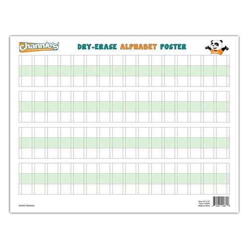 Channie’s Visual Two Sided Large Dry Erase Alphabet & Numbers Poster Board - Size 22” x 17”, Ages 3 and Up, PreK – 2nd Grade - Homeschool Learning Supplies for Summer School Teaching - style: Visual Two Sided Large Dry Erase Alphabet & Numbers Poster Boar