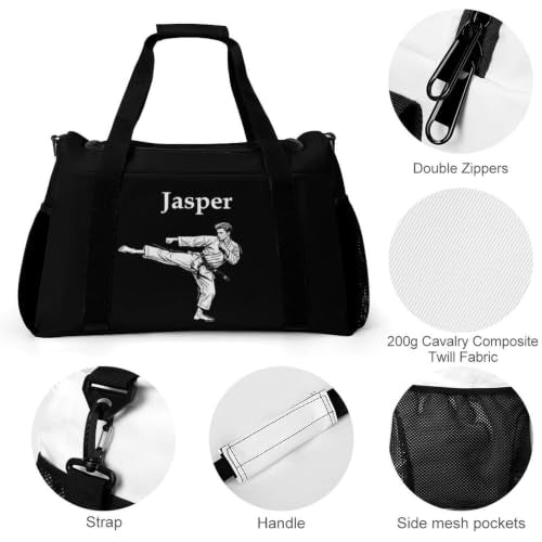 Personalized Taekwondo Karate Duffle Bag for kids Boy Girls,Custom Name Martial Arts Gear Bag,Water-Resistant Sparring Equipment,Taekwondo Black - color: Taekwondo Karate-04