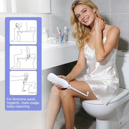 Hibbent Portable Bidet for Travel, Handheld Travel Bidet for Personal Hygiene Care, Personal Cleansing Use, Extended Nozzle, 21.8oz(620ml) , White - color: White, style: 620ml