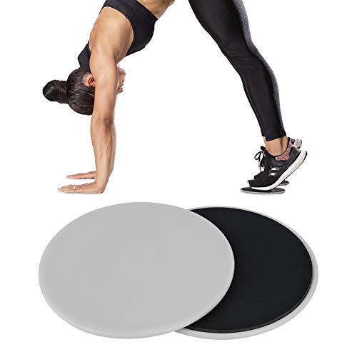 2pcs Discs Slider, Fitness Disc Slides Exercise Sliding Plate Sliding Discs Fitness Core Slider Workout for Gym, Home, Yoga, Pilates(Grey)