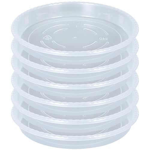 OVZILKI Plant Saucer 6 Pack of 4 6 8 10 12 14 16 inch, Clear Plastic Flower Plant Pot Saucer, Heavy Duty Plant Drip Trays Saucers for Indoor, Plant Water Tray for Planters (4", Clear) - color: Clear, size: 4" - 6 Pack