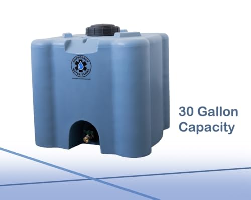 30 Gallon Stackable Emergency Water Storage Tank – Heavy-Duty Water Barrel for Long-Term Drinking Water or Preparedness - color: Blue