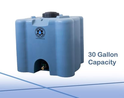 30 Gallon Stackable Emergency Water Storage Tank – Heavy-Duty Water Barrel for Long-Term Drinking Water or Preparedness - color: Blue