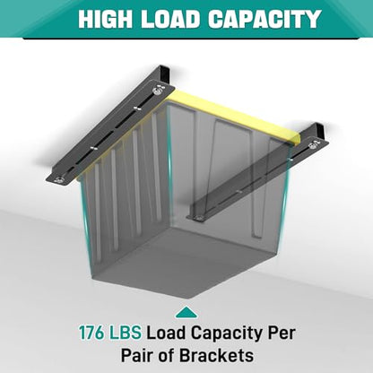 EVERHANGER Ceiling Storage Rack, Heavy Duty Overhead Garage Storage Rack, Adjustable Ceiling Bin Storage System, 6 Sets for 5 Bins, 26 Inch - style: For 5 Bins
