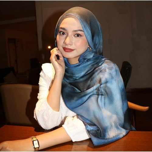 ZGMYC Watercolour Floral Printed Hijab Scarf for Women Soft Modal Cotton Instant Hijab Head Wraps Shawls Long Scarves - color: Color 11