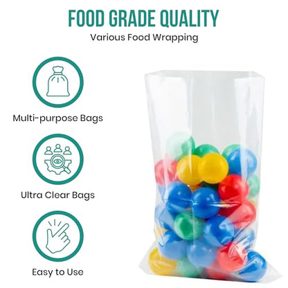 Levex - 7" x 15" (1000 Count) Open End Flat Top - 1.5-Mil Clear Poly Bags for Packaging, Shipping, Storage & Food (Bags Do Not Have a Seal or Prints) - size: 7" x 15" (1000 Pack)