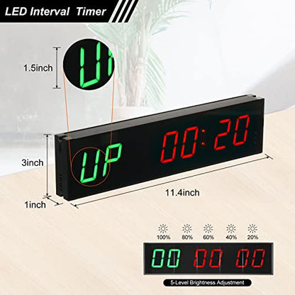 PATIKIL LED Gym Timer Workout Timer Interval Timer Count Down/Up Clock Wall Clock with Remote 11.4" Large Digital Display Timer for Home Garage Fitness