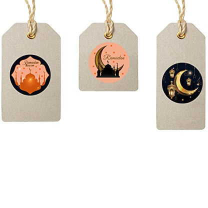 20 Sheets Ramadan Kareem Stickers Labels Eid Mubarak Round Sticker Ramadan Party Decoration Ramadan Party Supplies Favors Decoration for Eid Al Fitr & Eid Al Adha Festival