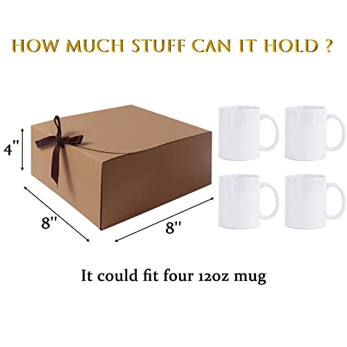 12pack Gift Boxes with Lids,Brown Gift Boxes Bulk with Brown Bow Ribbon,Bridesmaid Proposal Box for Presents Kraft Paper Gift Boxes for Wedding, Father's Day, Christmas, Halloween, Baby Shower - color: Brown
